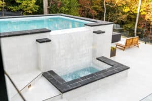 RCS Pool and Spa view of water feature in Lake Forrest.